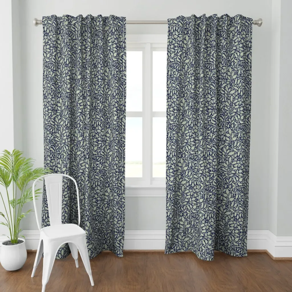 Dense Hand Drawn Curtain Panel - Sage Green product