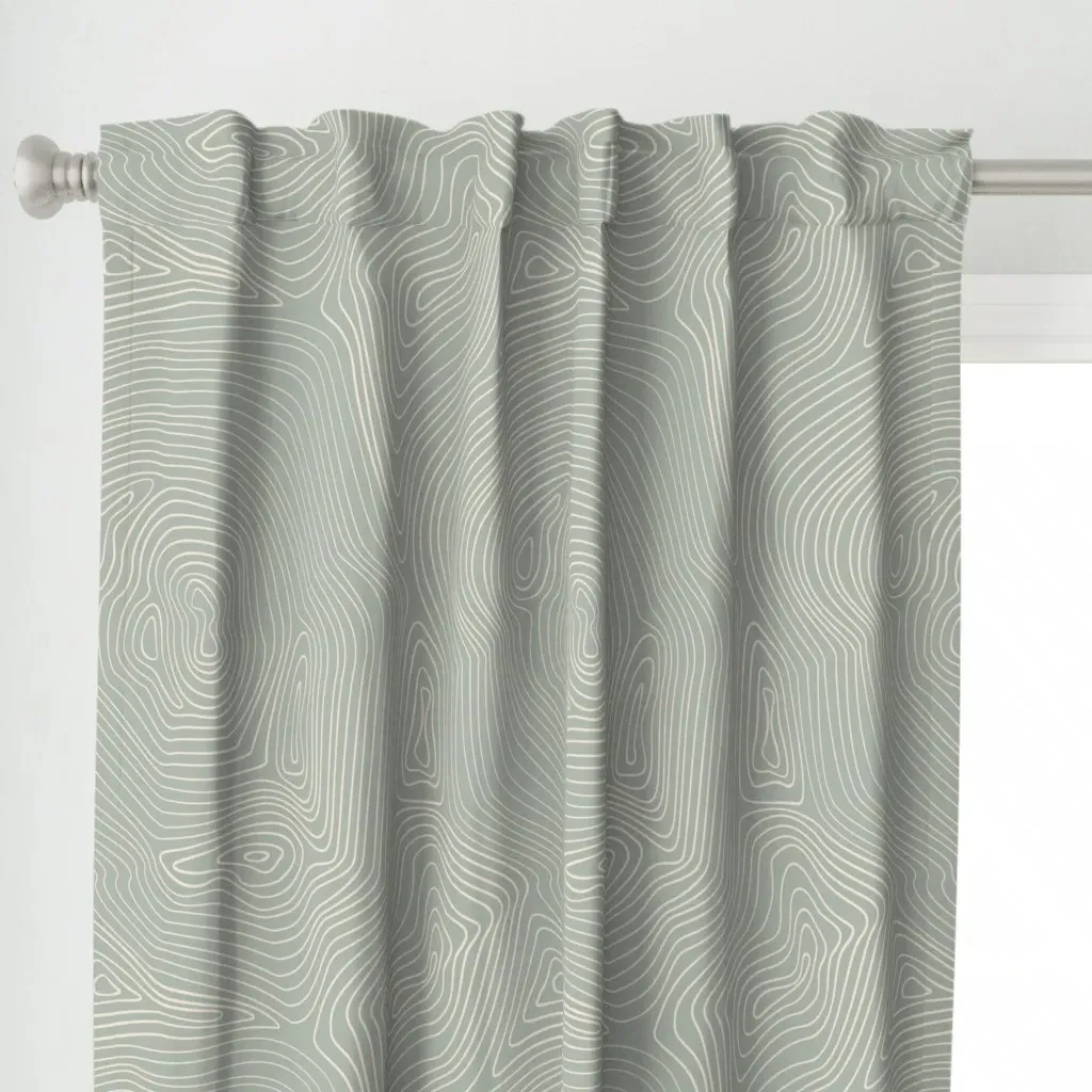 Depth Map Topography I Curtain Panel - Sage Green alternate view