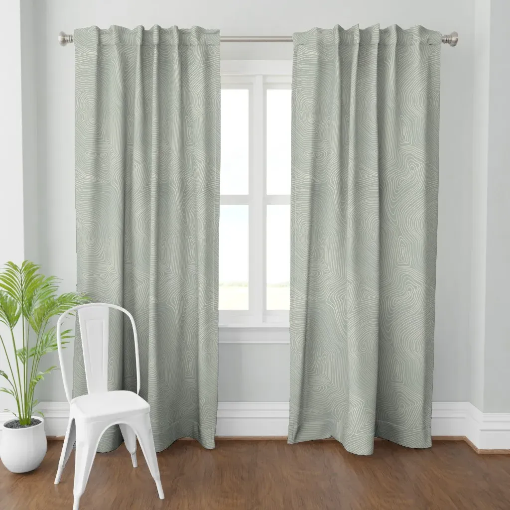 Depth Map Topography I Curtain Panel - Sage Green product