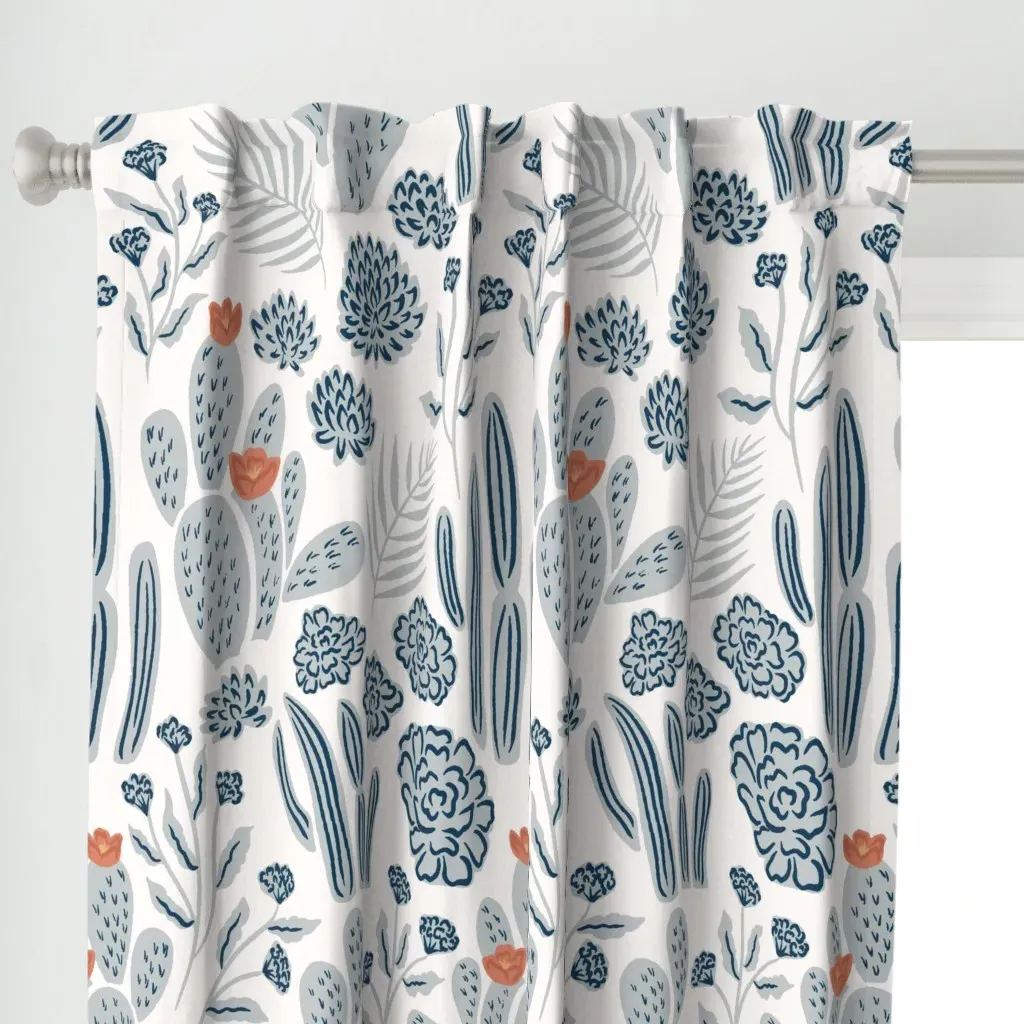 Desert Blooms Curtain Panel - Dark Blue alternate view