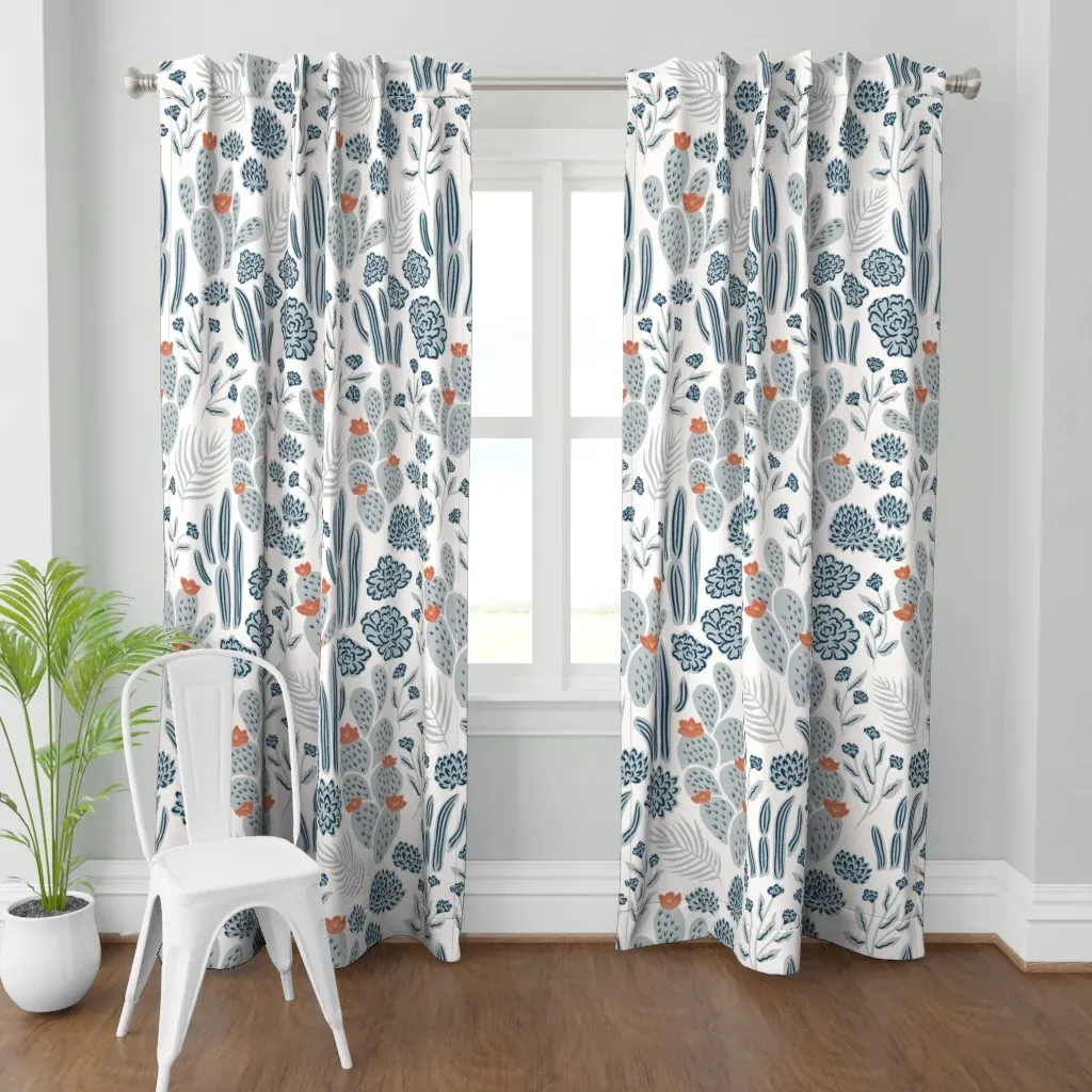 Desert Blooms Curtain Panel - Dark Blue product