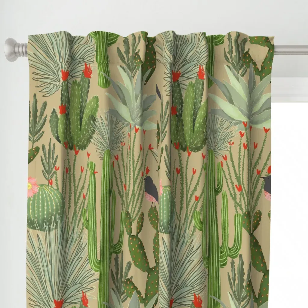 Desert Cactus Garden (L) Curtain Panel - Green alternate view