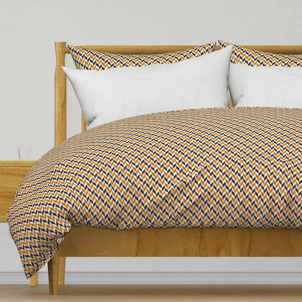 Desert Chevron Micro Duvet Cover - Mustard Yellow product