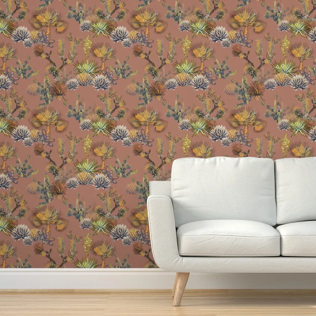 Desert Floral Cactus & Palms Peel and Stick Wallpaper - Dusty Rose product