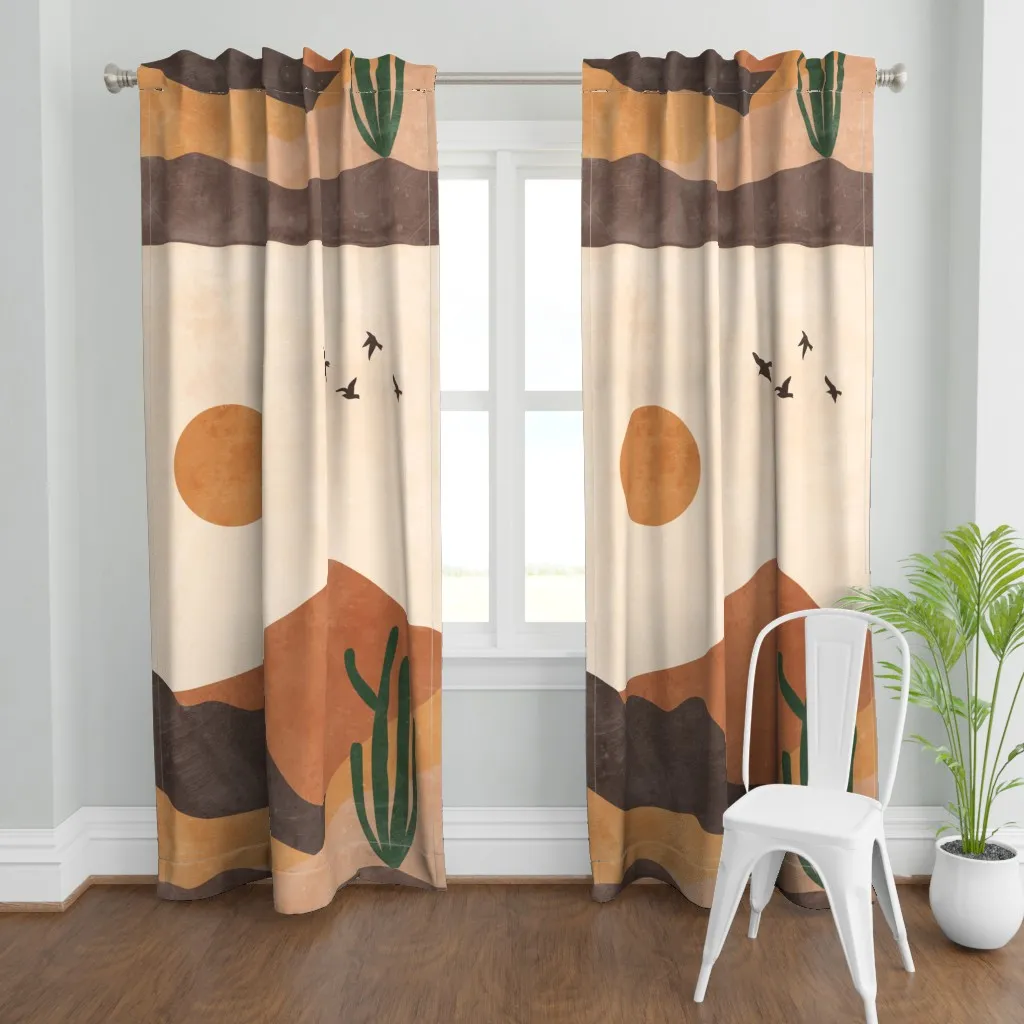 Desert Landscape Curtain Panel - Terracotta product