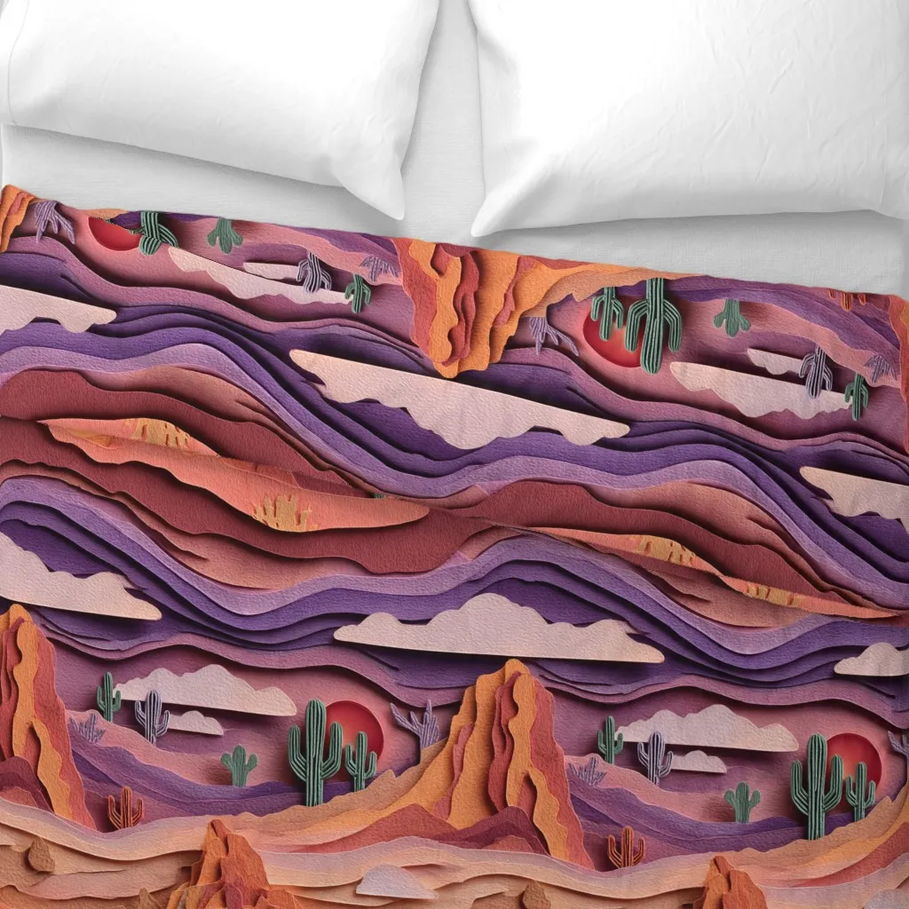 Desert Landscape With Layers Duvet Cover - Pink alternate view
