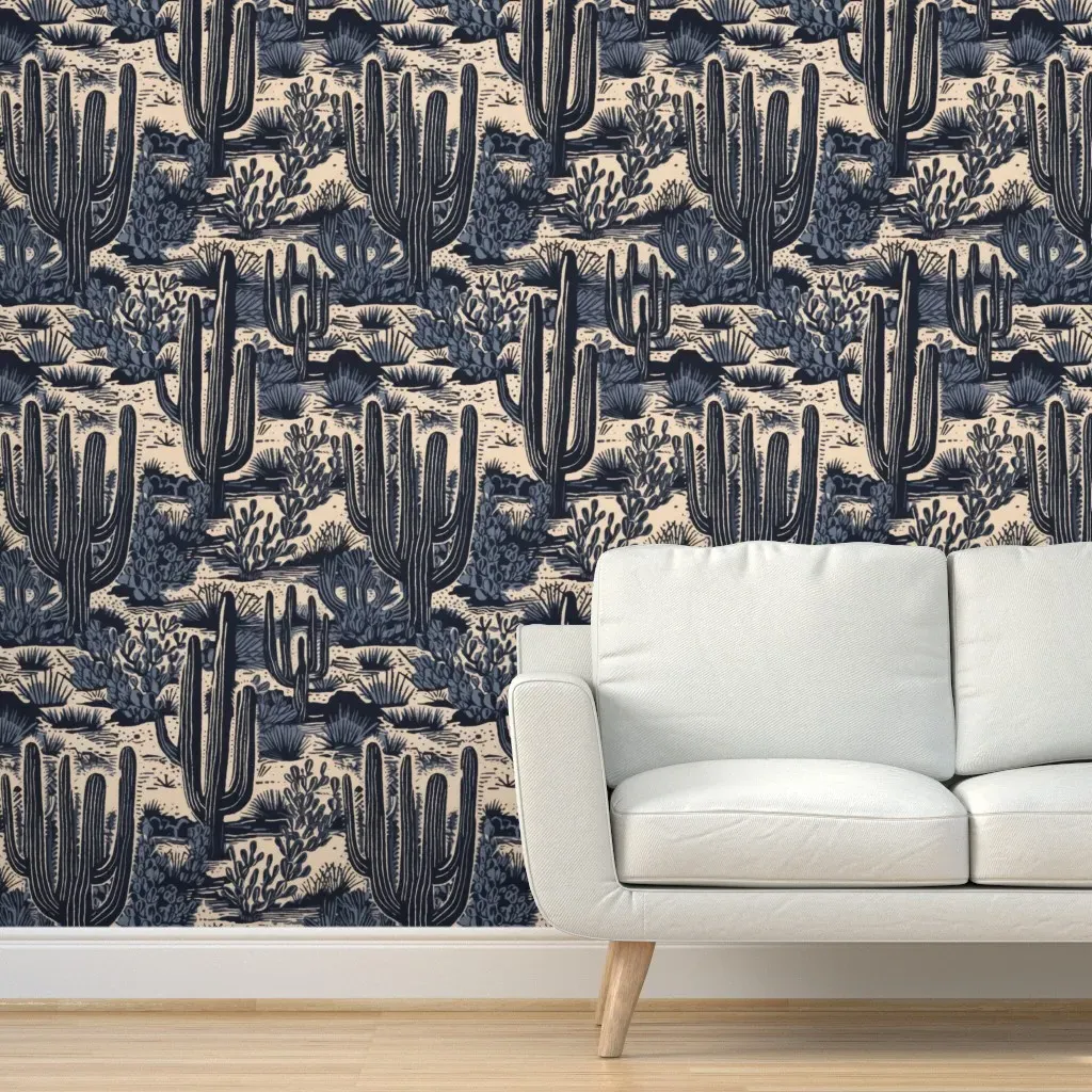 Desert Oasis Peel and Stick Wallpaper - Navy Blue product
