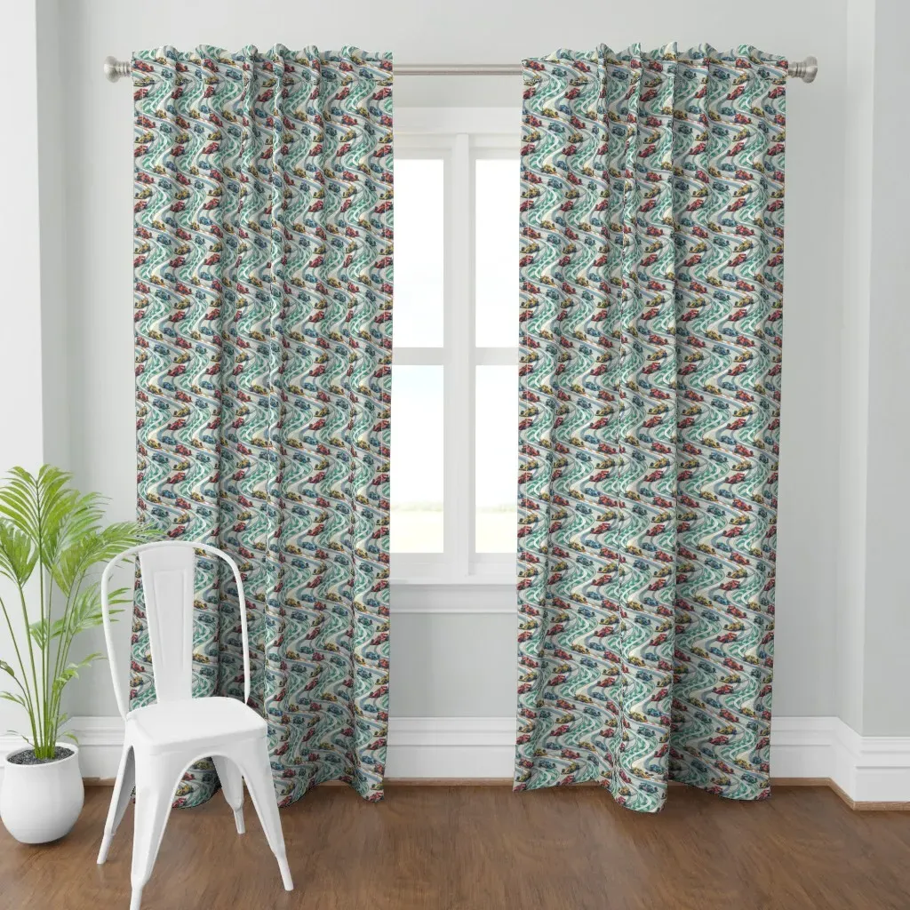 Design 4 Car Race Curtain Panel - Red product