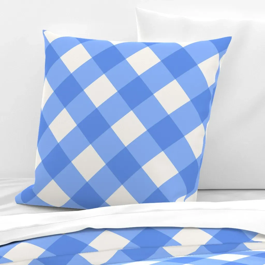 Diagonal Gingham Euro Pillow Sham - Light Blue product