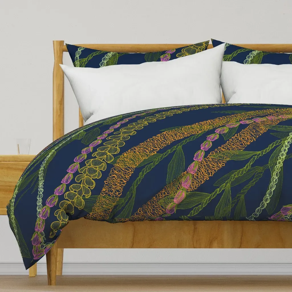 Diagonal Hawaiian Lei Large Duvet Cover - Yellow-Green product