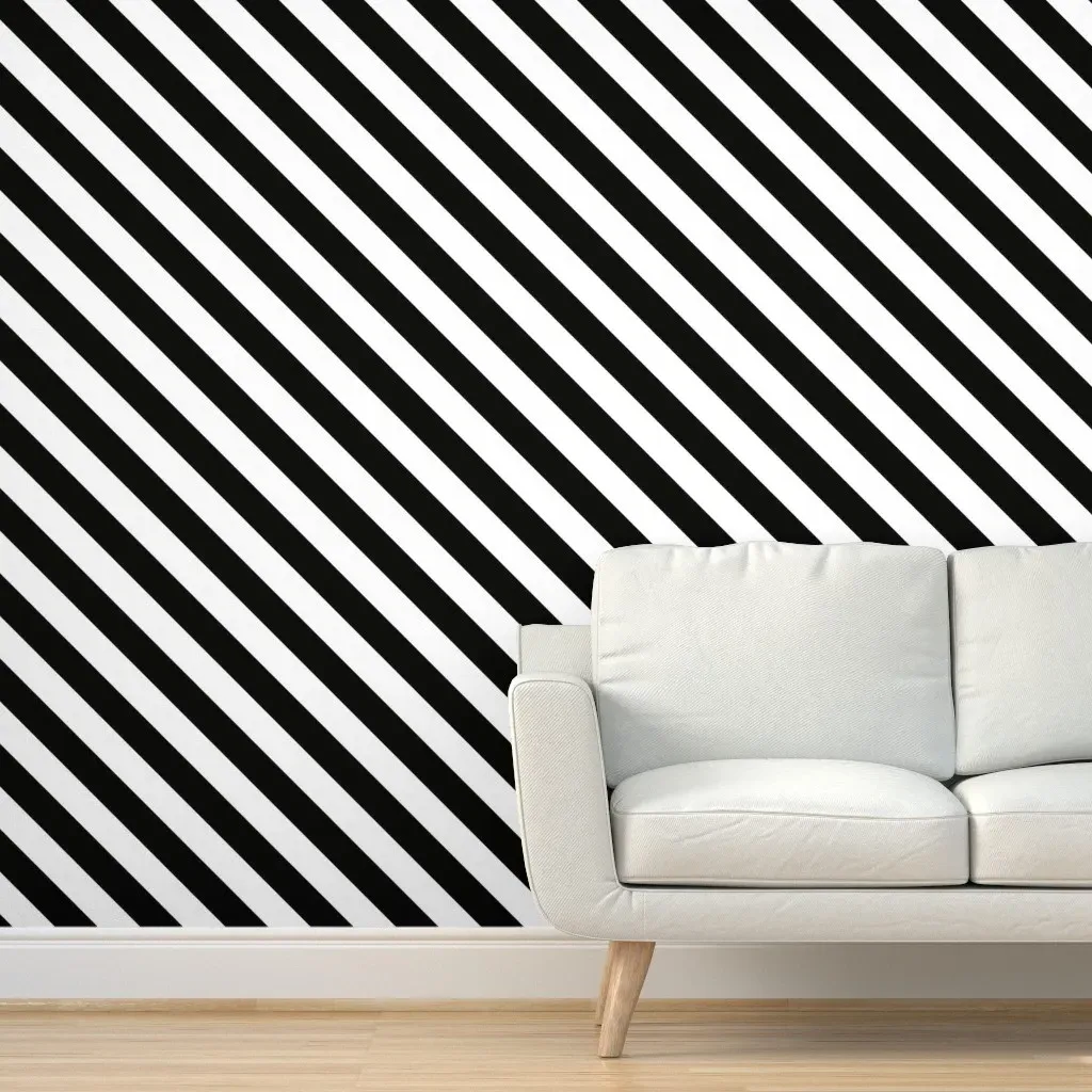 Diagonal Stripes Peel and Stick Wallpaper - Black and White product