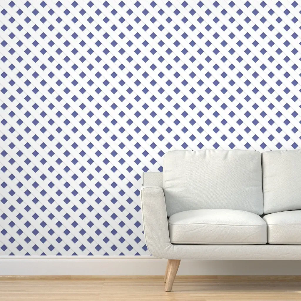 Diagonal Trellis Peel and Stick Wallpaper - Periwinkle Blue, Cream product