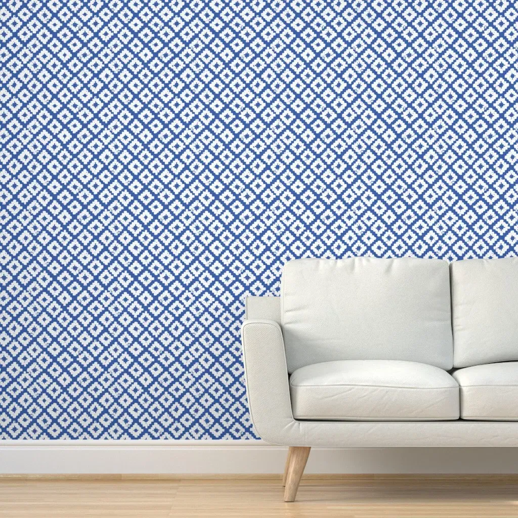 Diamond Aztec Geometric Peel and Stick Wallpaper - Indigo Blue product
