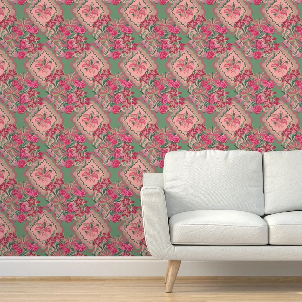 Diamond Bouquet Peel and Stick Wallpaper - Pink product