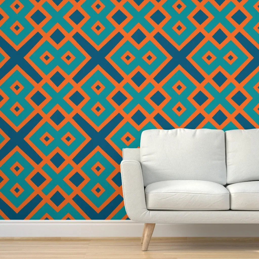 Diamond Connection Peel and Stick Wallpaper - Aqua, Orange product