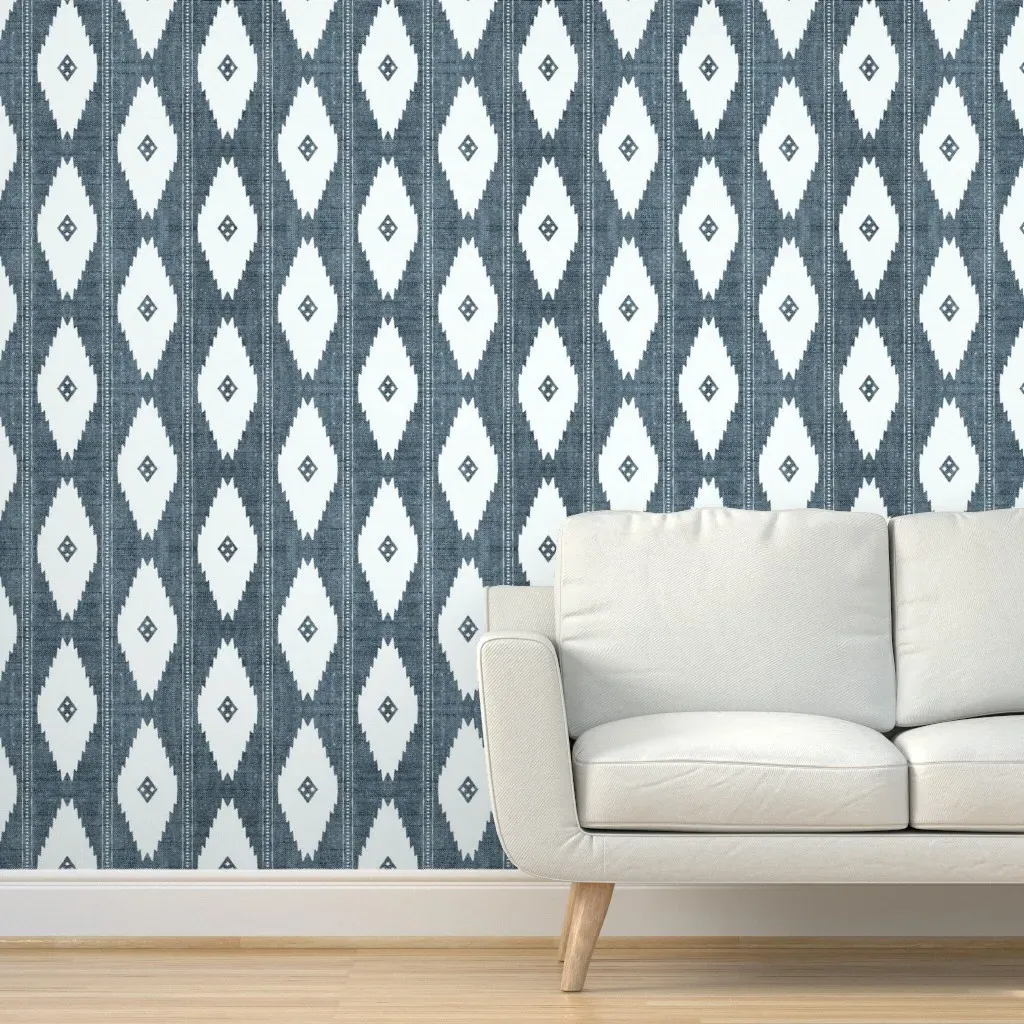 Diamond Denim Peel and Stick Wallpaper - Blue, White product