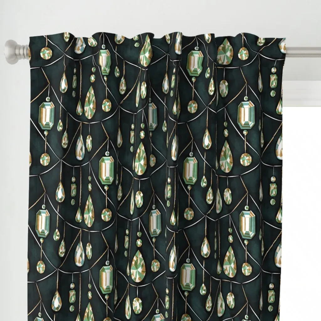 Diamond Gem Curtain Panel - Emerald Green alternate view