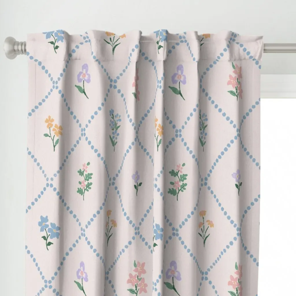 Diamond Grid Small Curtain Panel - Blue alternate view