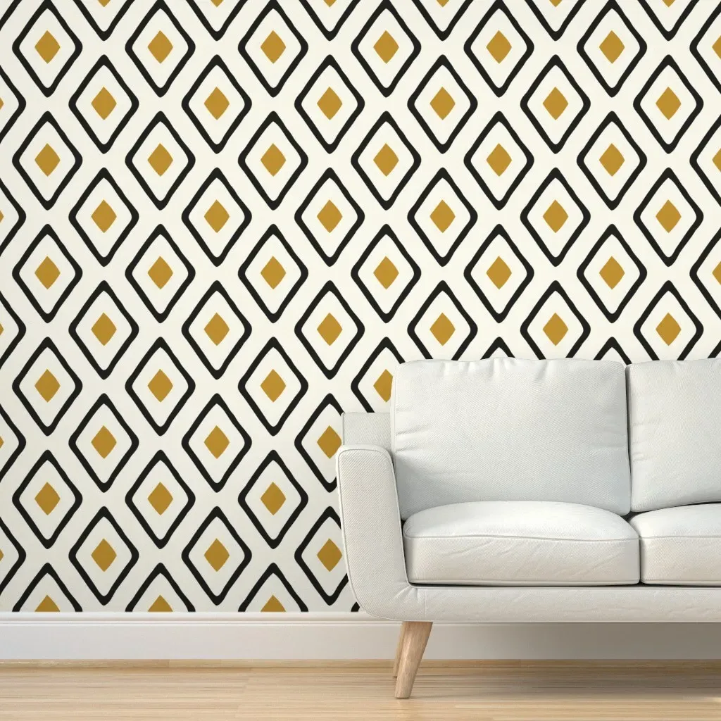 Diamond In Diamond Peel and Stick Wallpaper - Mustard Yellow product