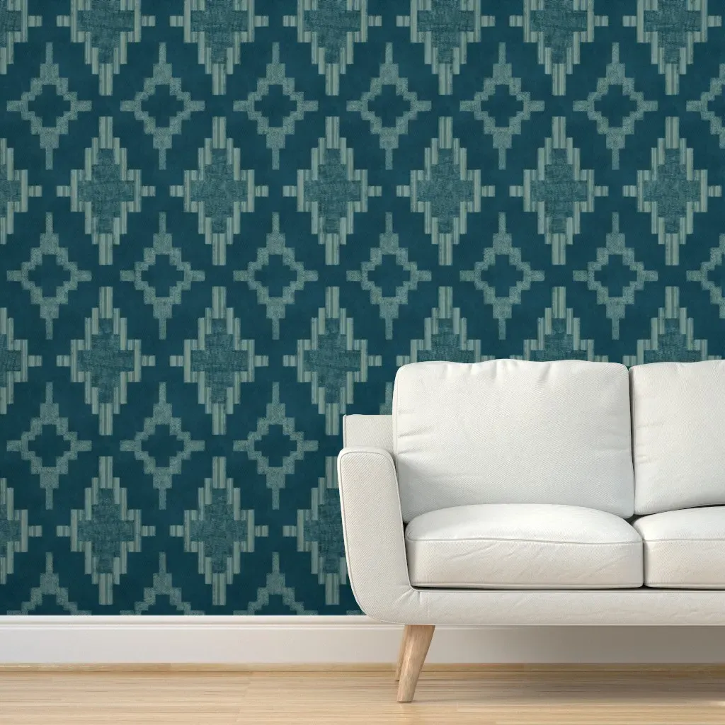 Diamond Pattern Limassol Peel and Stick Wallpaper - Teal product