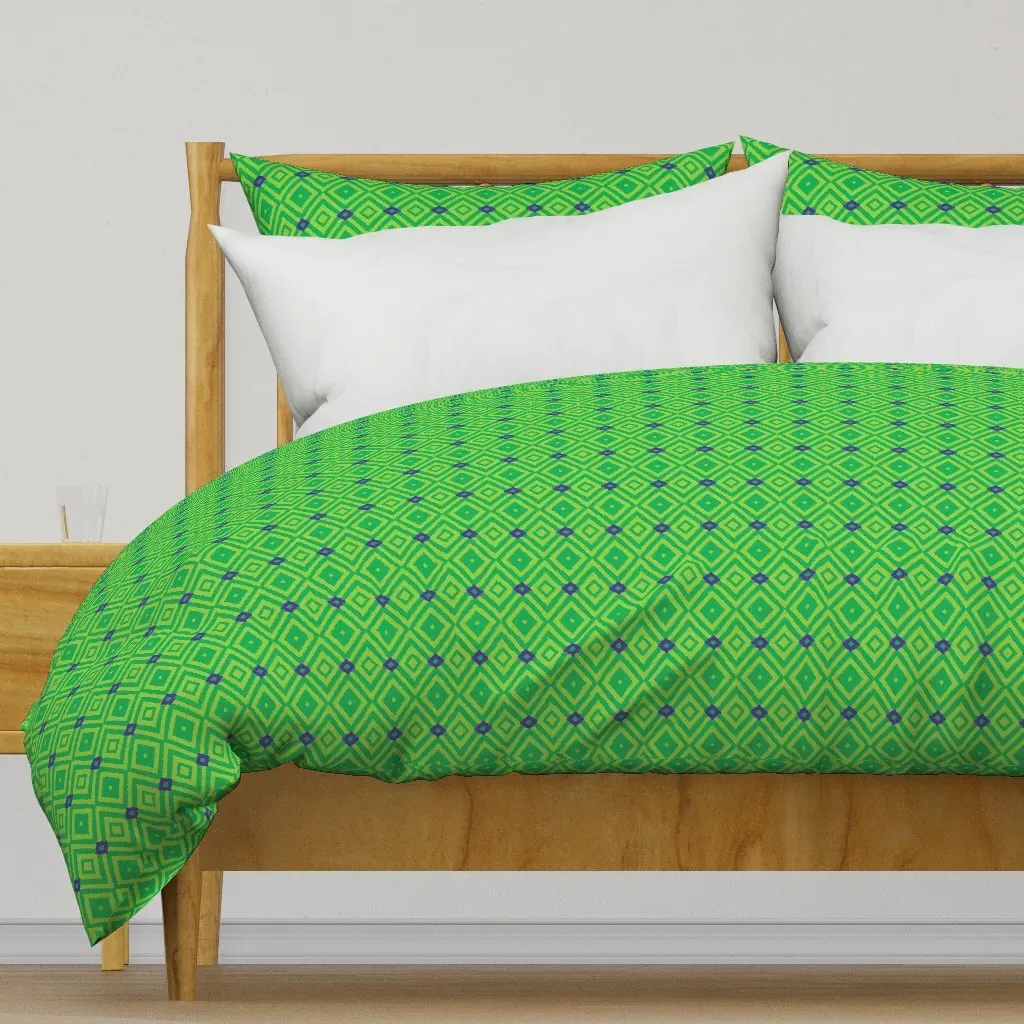 Diamonds And Squares Duvet Cover - Green product