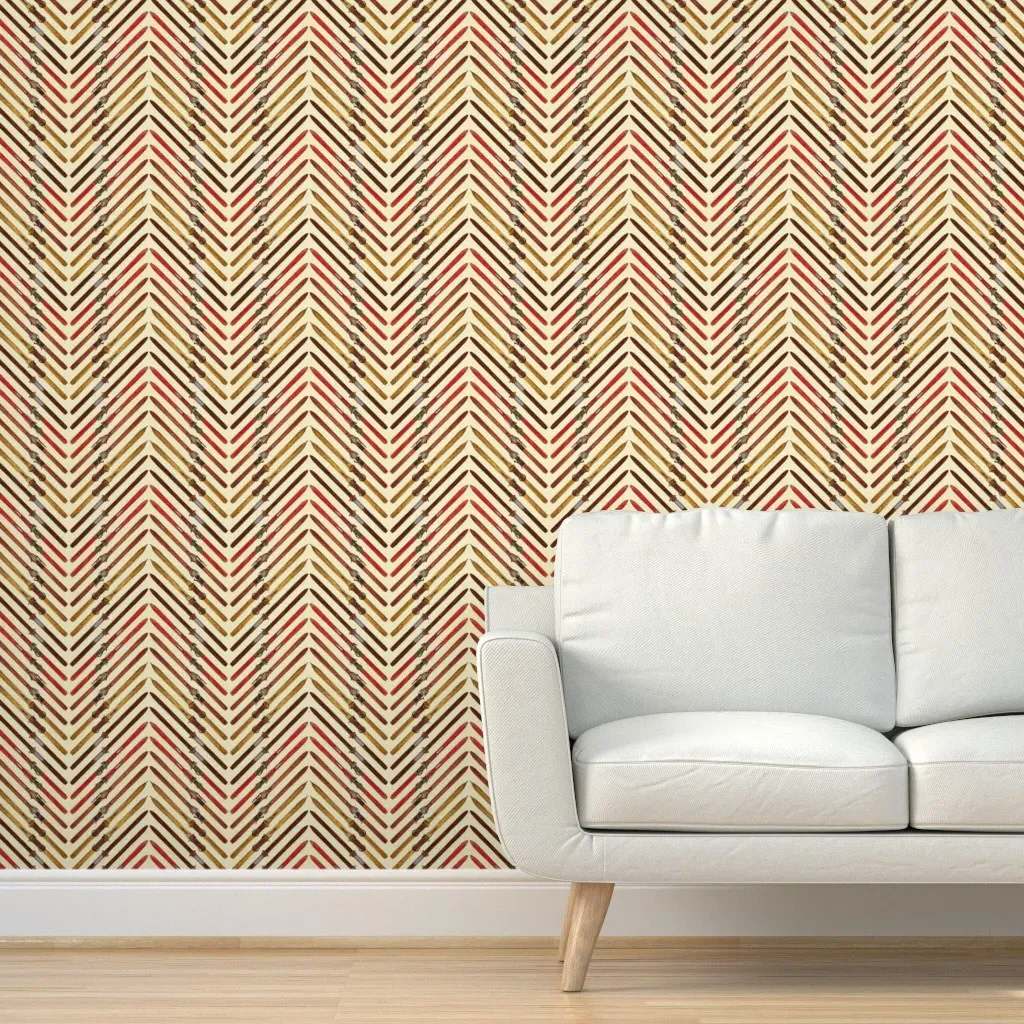 Diane Gilbert Ski Herringbone Peel and Stick Wallpaper - Brown, Red product