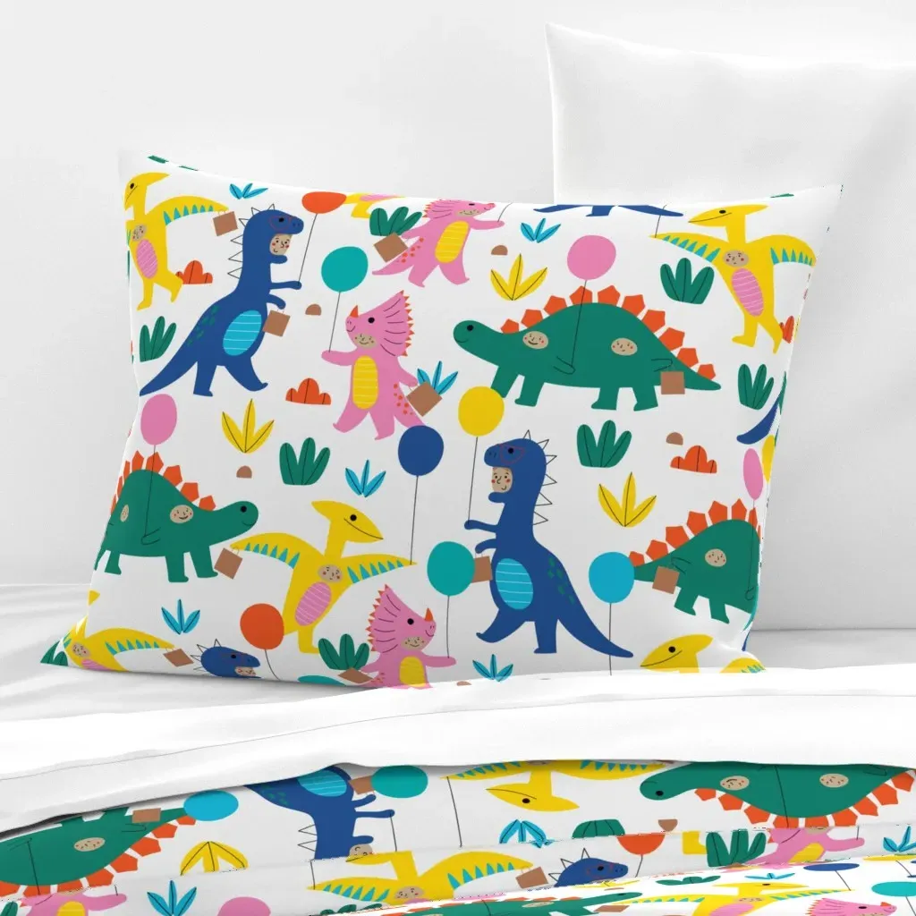 Dino Party Standard Knife Edge Cushion Cover - Pink, Cotton Sateen product