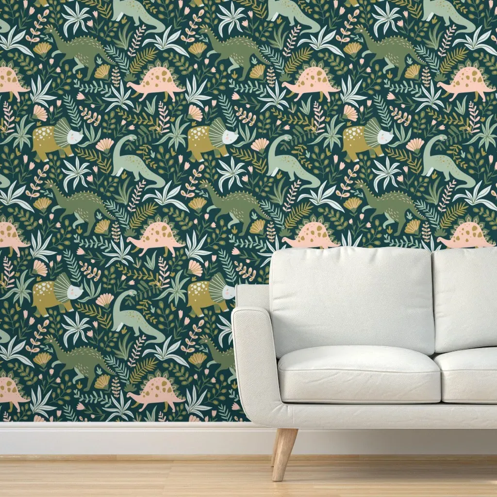 Dino Peel and Stick Wallpaper Removable - Teal product