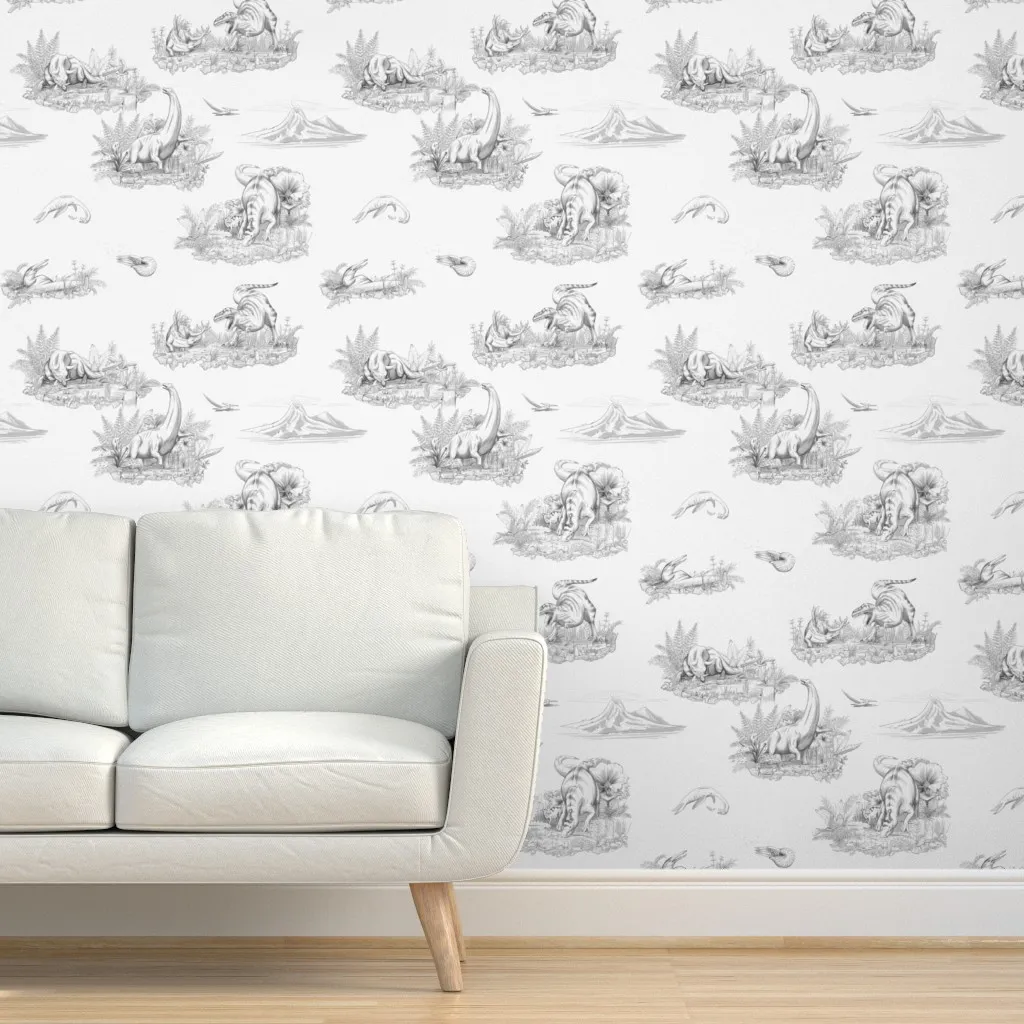 Dino Toile Peel and Stick Wallpaper - Black and White product