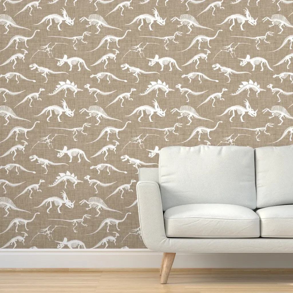 Dinosaur Bones Peel and Stick Wallpaper - Taupe, Linen product