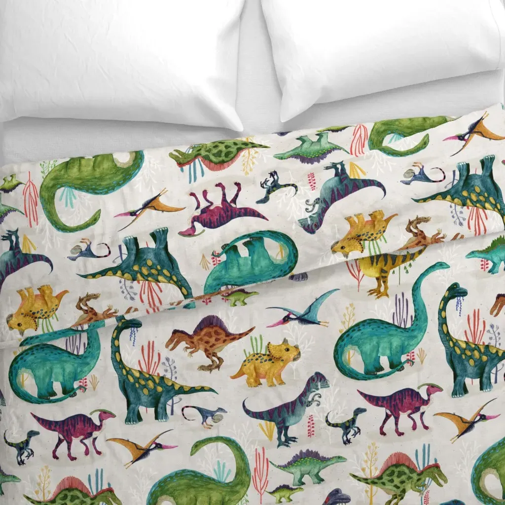 Dinosaur Bright Vibrant Duvet Cover - Teal alternate view
