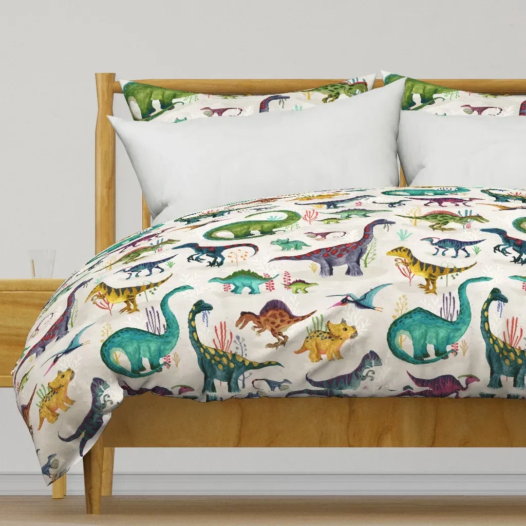 Dinosaur Bright Vibrant Duvet Cover - Teal product