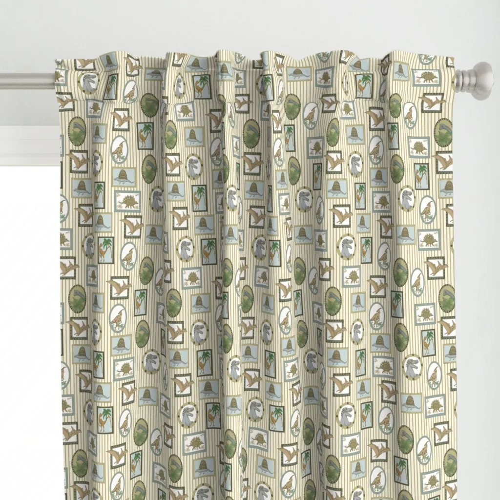 Dinosaur Frames Curtain Panel - Brown, Cream alternate view