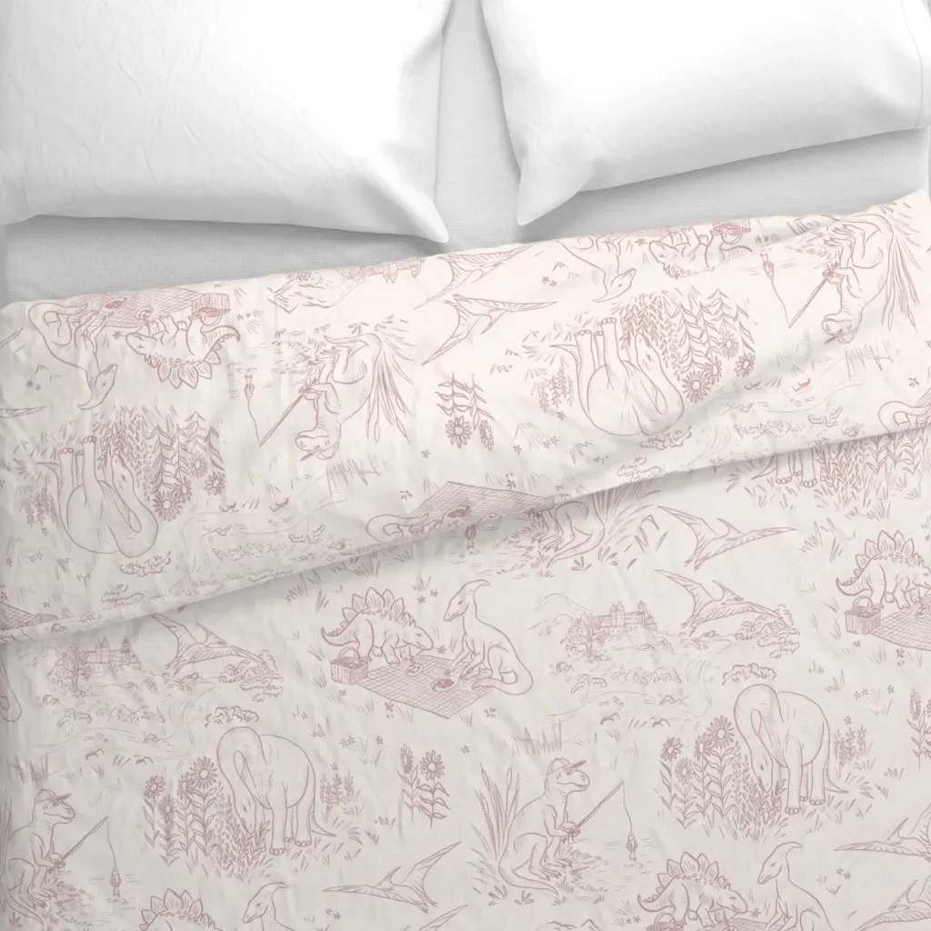 Dinosaur Grandmillennial Duvet Cover - Mauve alternate view