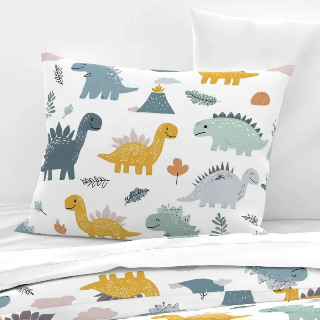 Dinosaur Play Standard Knife Edge Cushion Cover - Blue, Cotton Sateen product