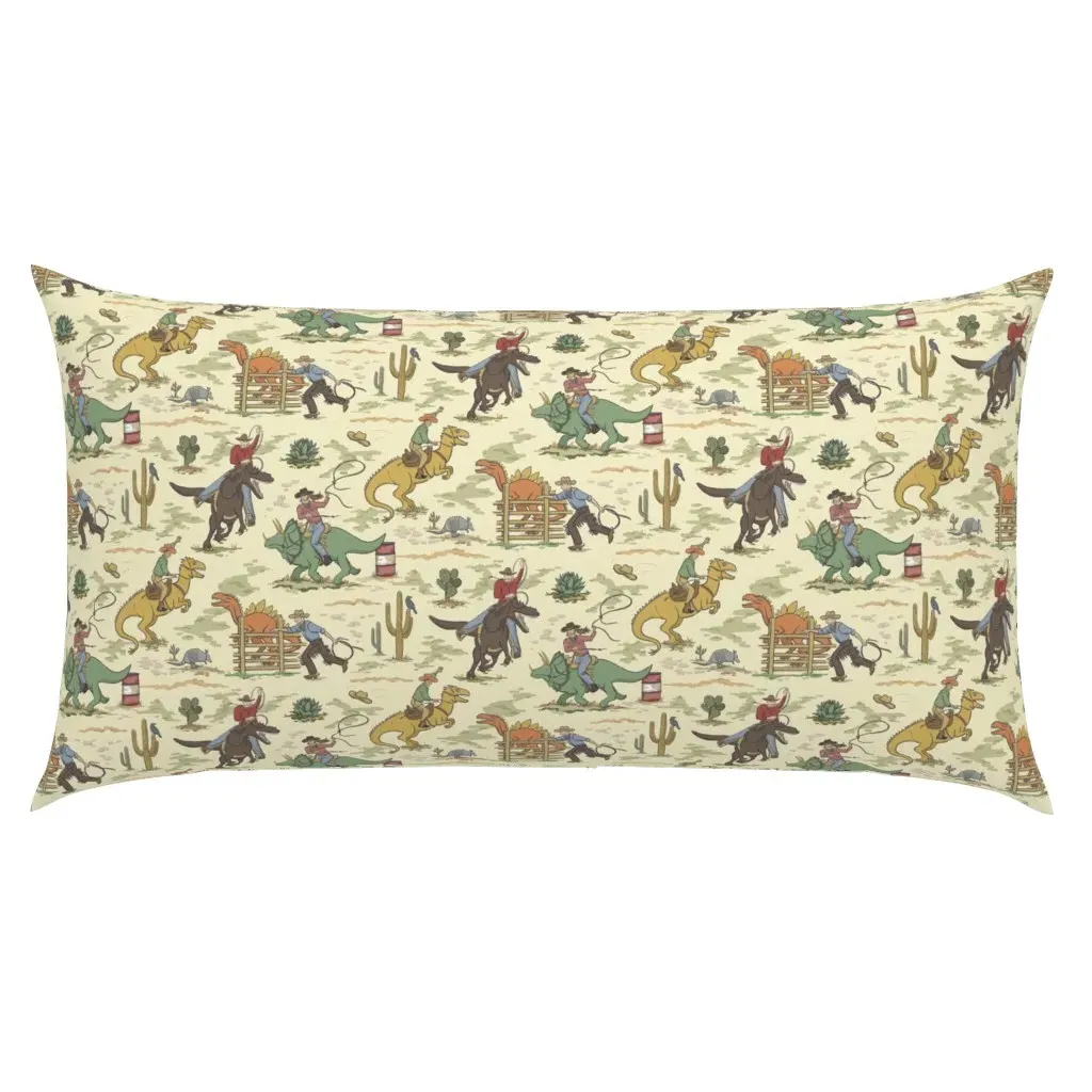 Dinosaur Rodeo Wild West Jurassic King Pillow Sham - Beige product