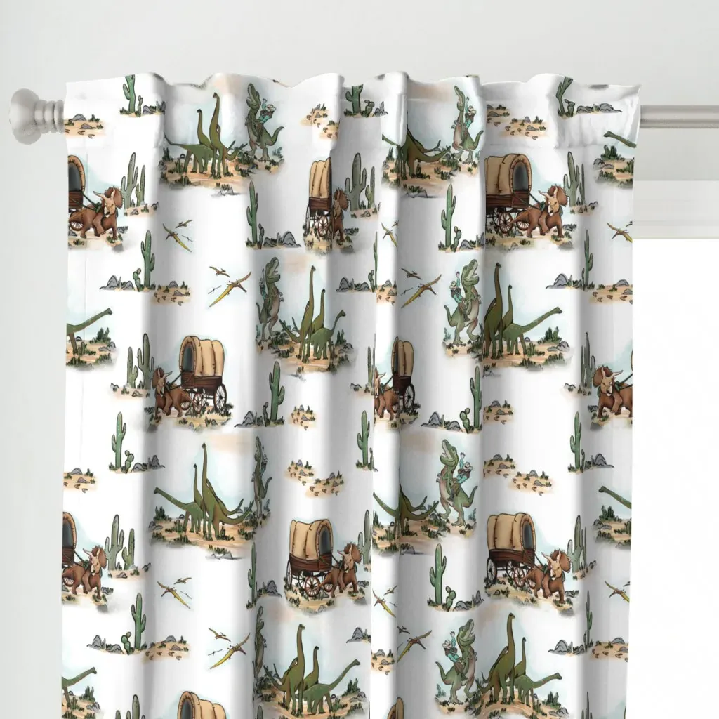Dinosaur Round-Up Curtain Panel - Brown alternate view