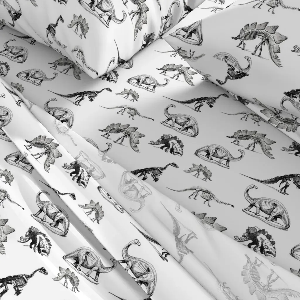 Dinosaur Skeletons Dino Museum Full Sheet Set - Black alternate view