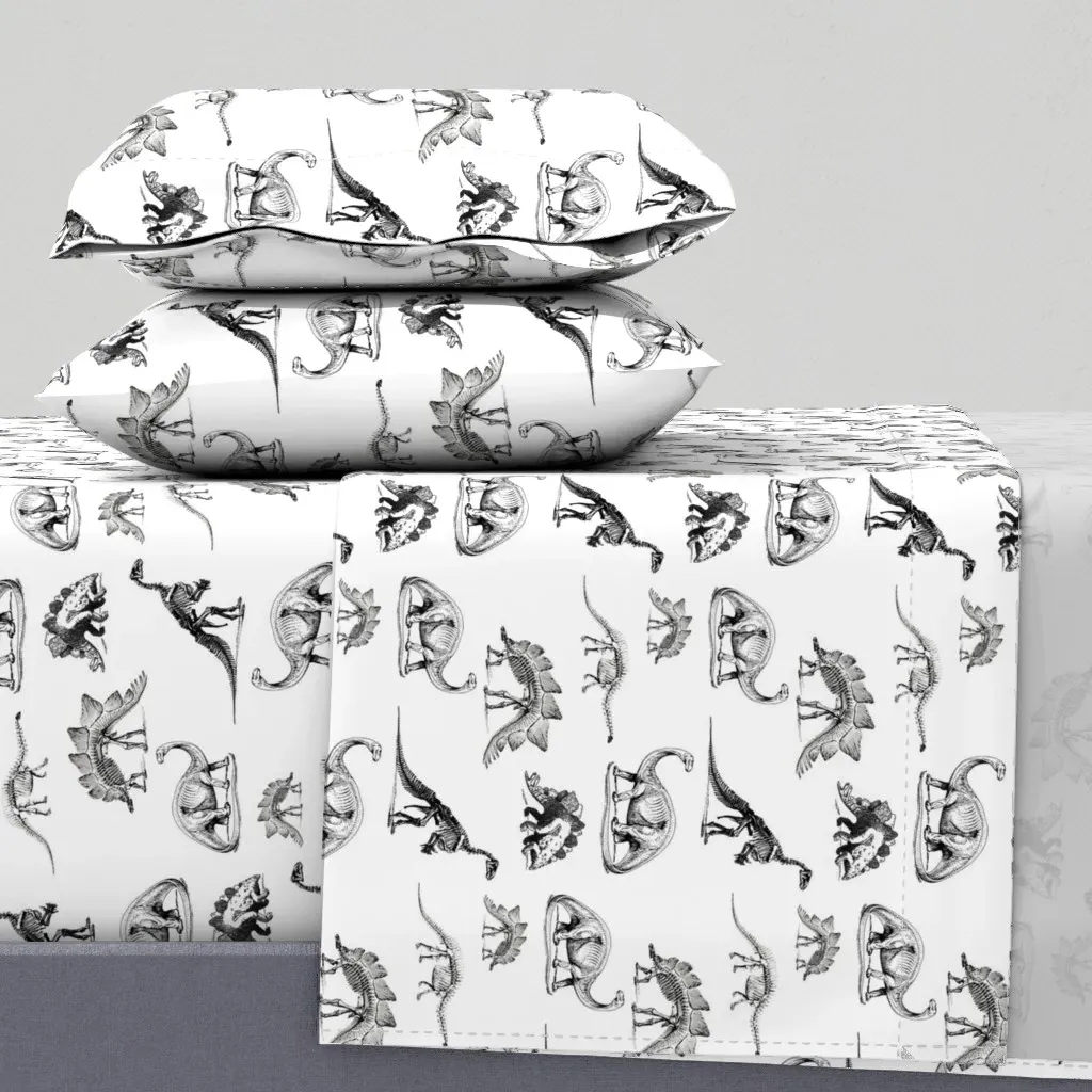 Dinosaur Skeletons Dino Museum Full Sheet Set - Black product
