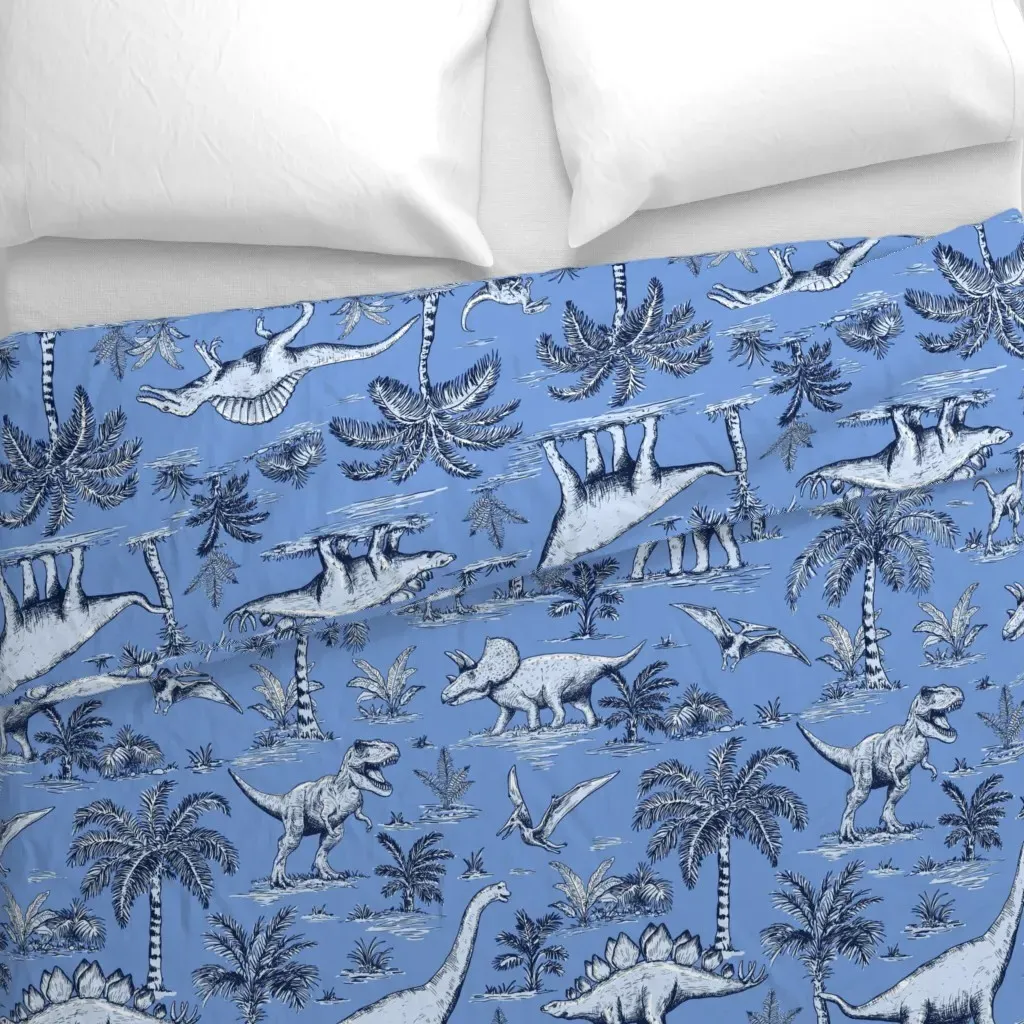 Dinosaur Toile Large Duvet Cover - Light Blue alternate view