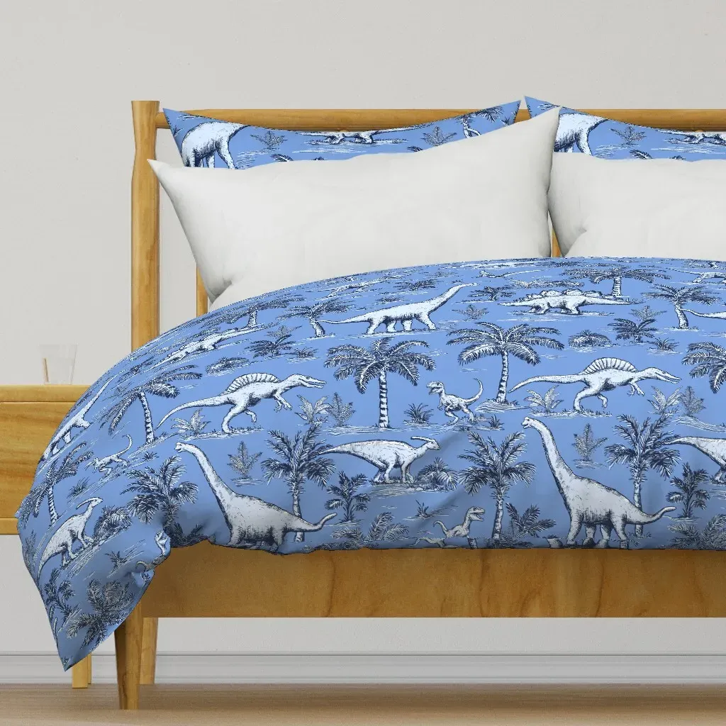 Dinosaur Toile Large Duvet Cover - Light Blue product