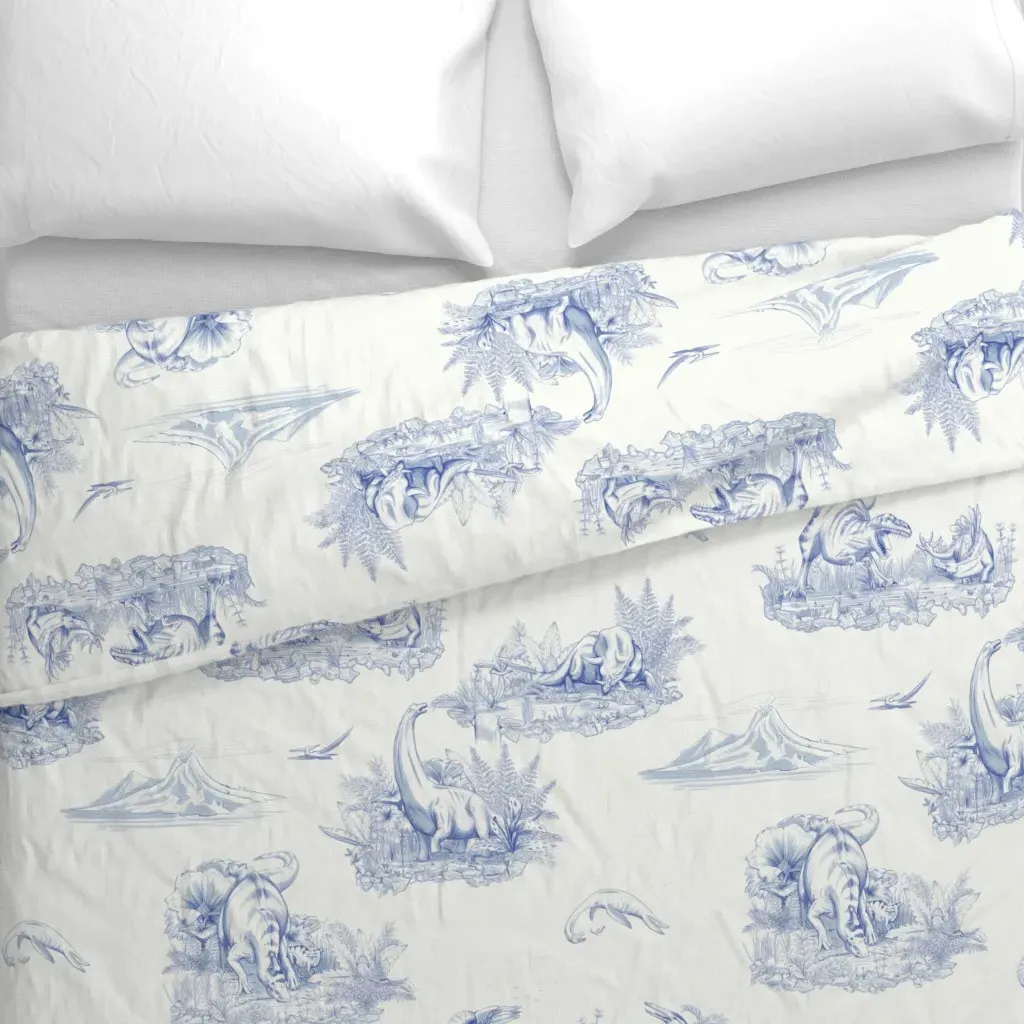 Dinosaur Toile Pattern Duvet Cover - Blue alternate view