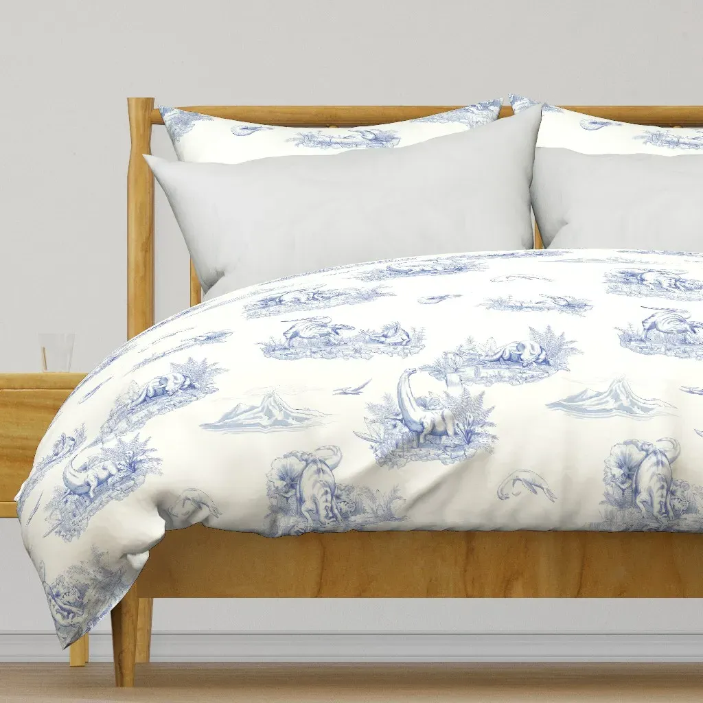 Dinosaur Toile Pattern Duvet Cover - Blue product