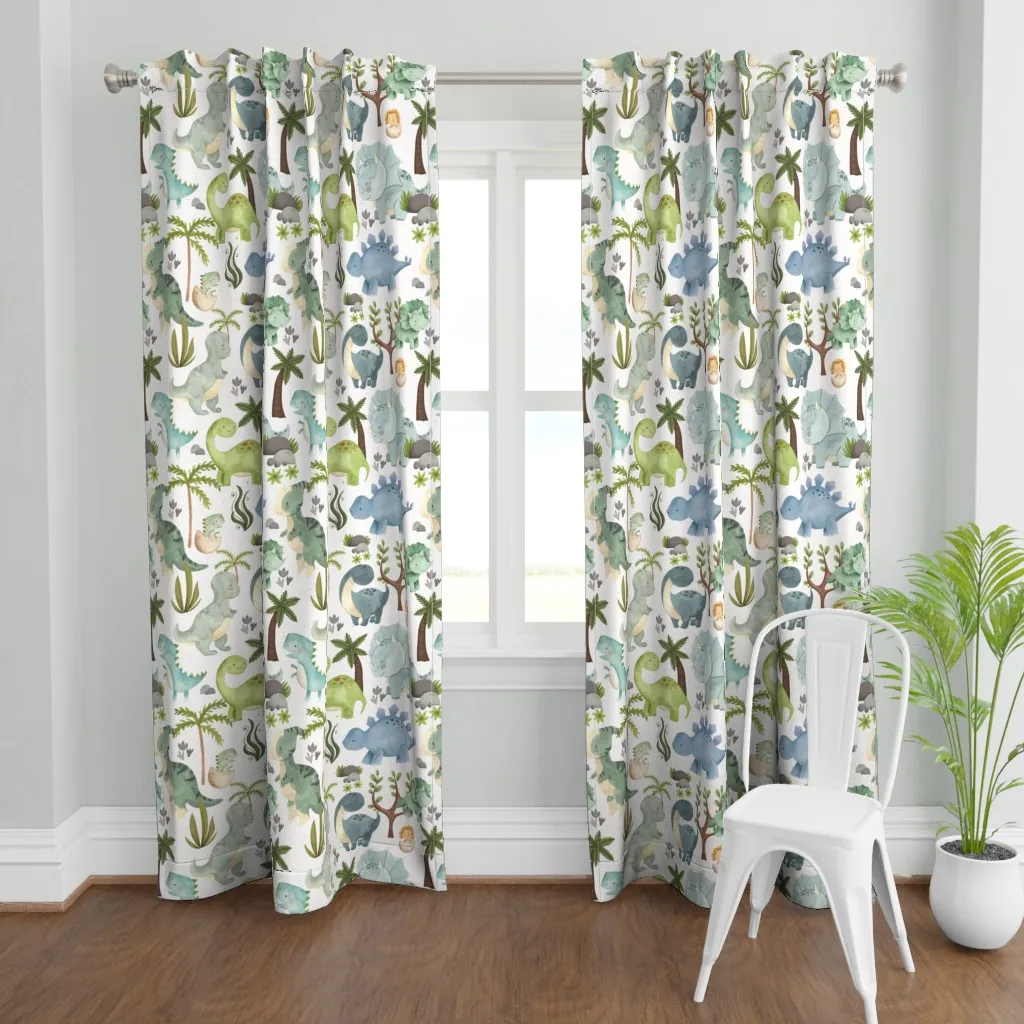 Dinosaur World With Trees Curtain Panel - Green product