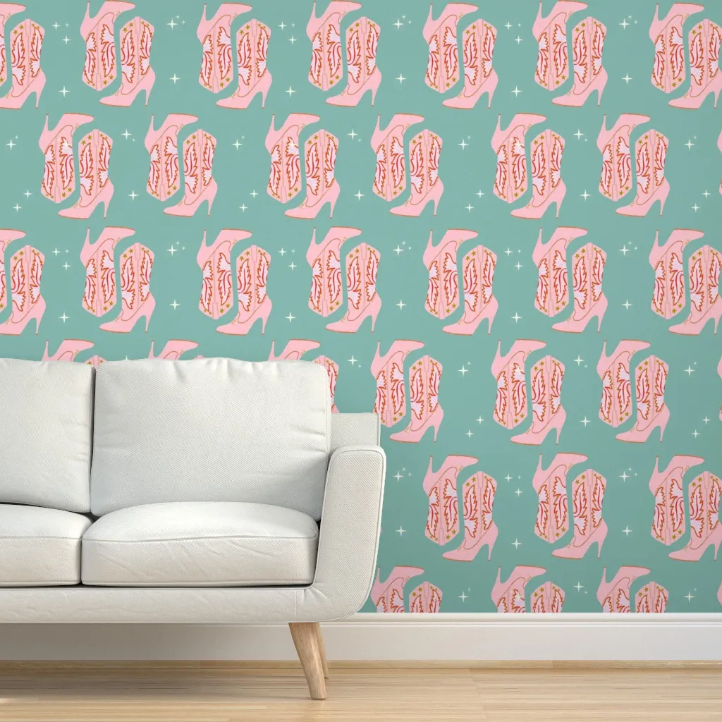 Disco Cowgirl Peel and Stick Wallpaper - Pink product