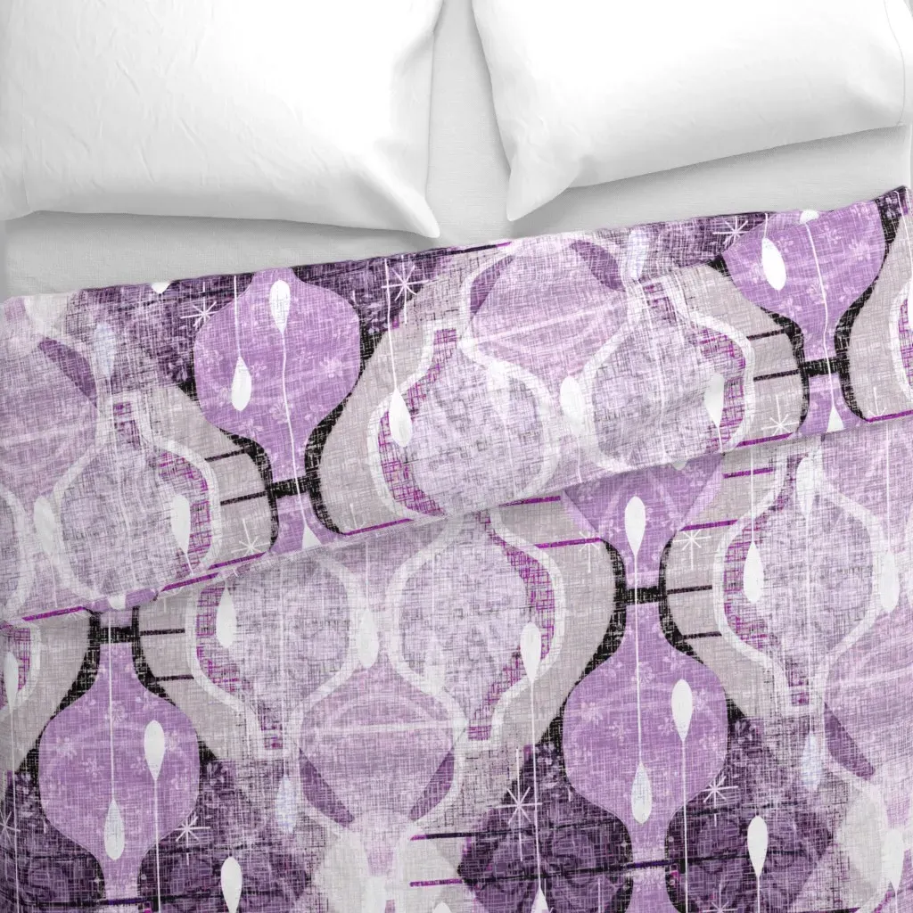 Distressed Atomic Ogee Duvet Cover - Lilac alternate view