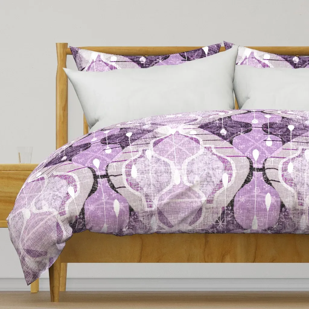 Distressed Atomic Ogee Duvet Cover - Lilac product