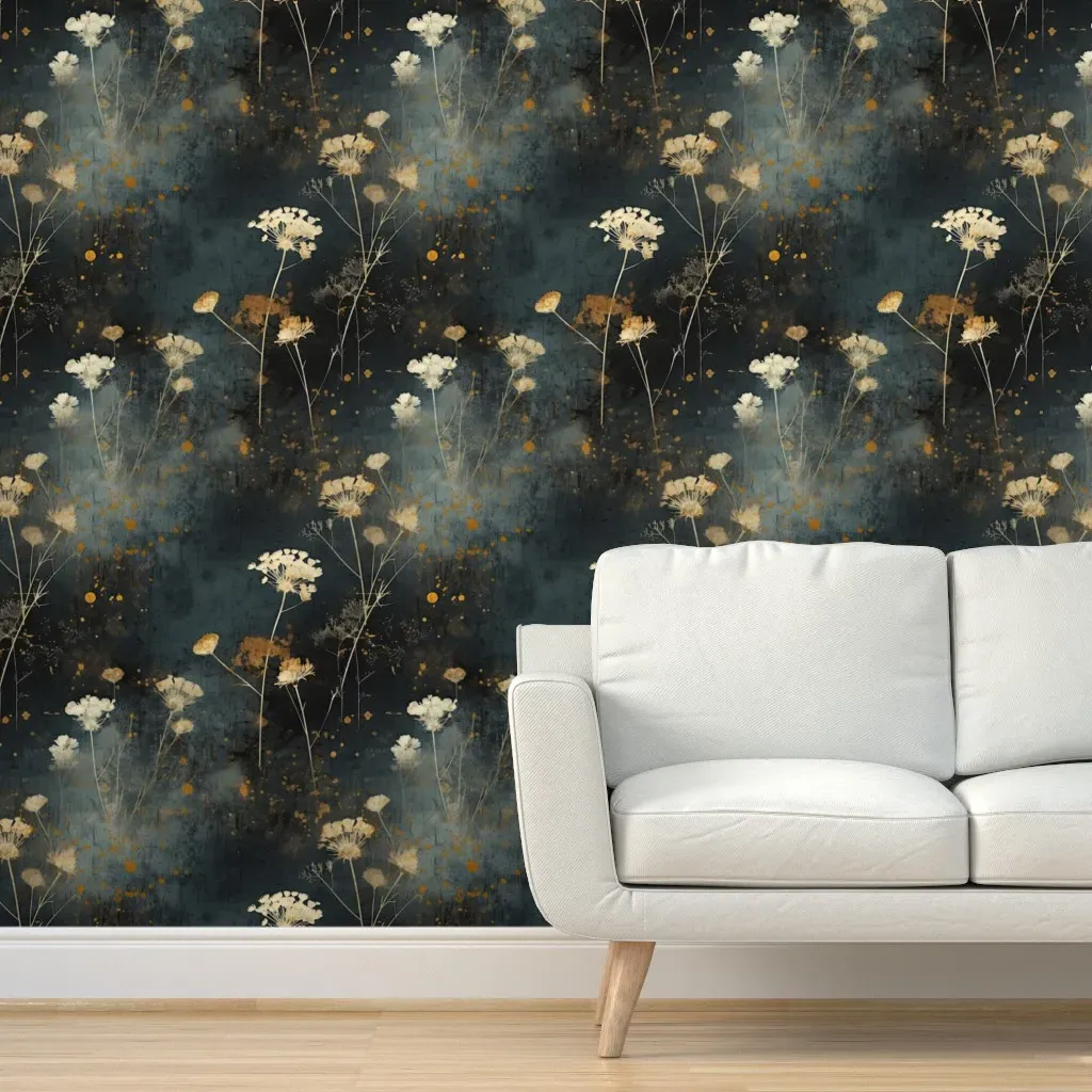 Distressed Botanical Peel and Stick Wallpaper - Dark Teal product