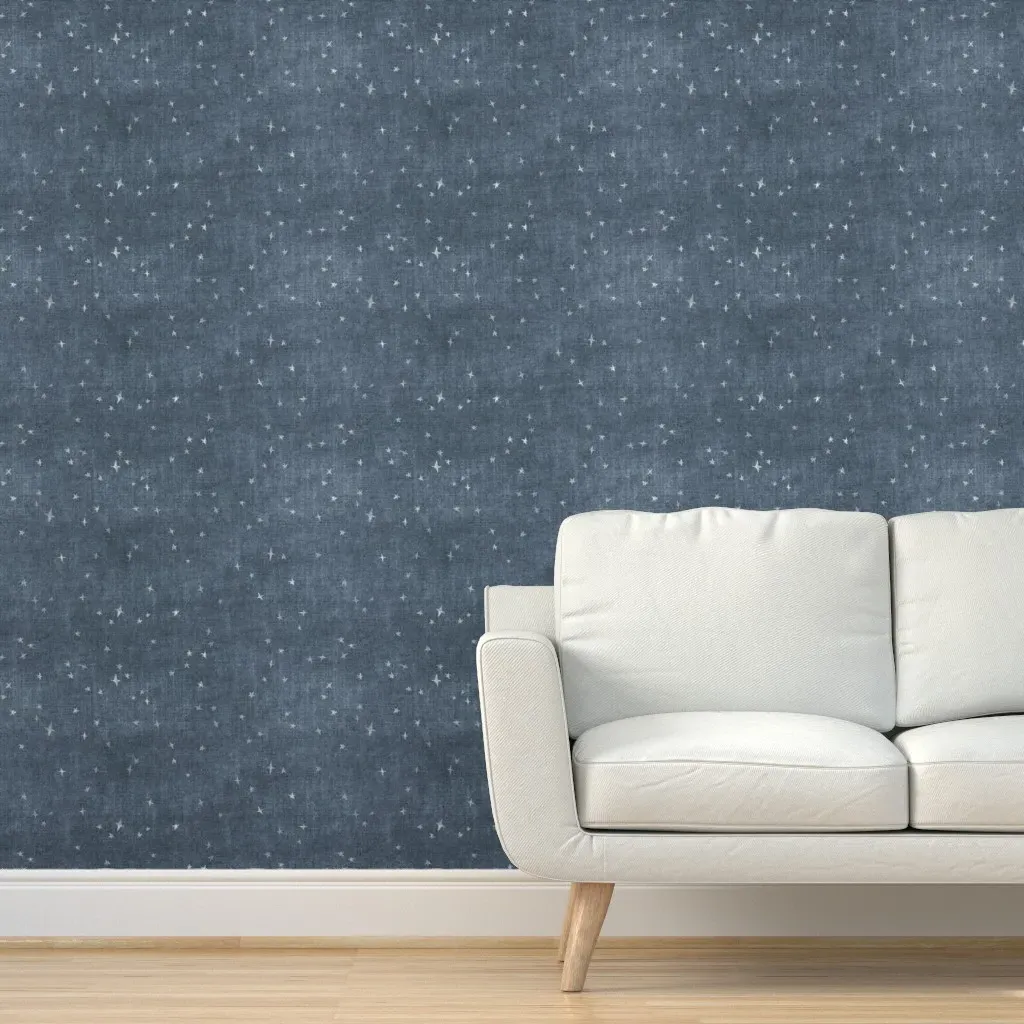 Distressed Denim Blue Star Peel and Stick Wallpaper - Blue product