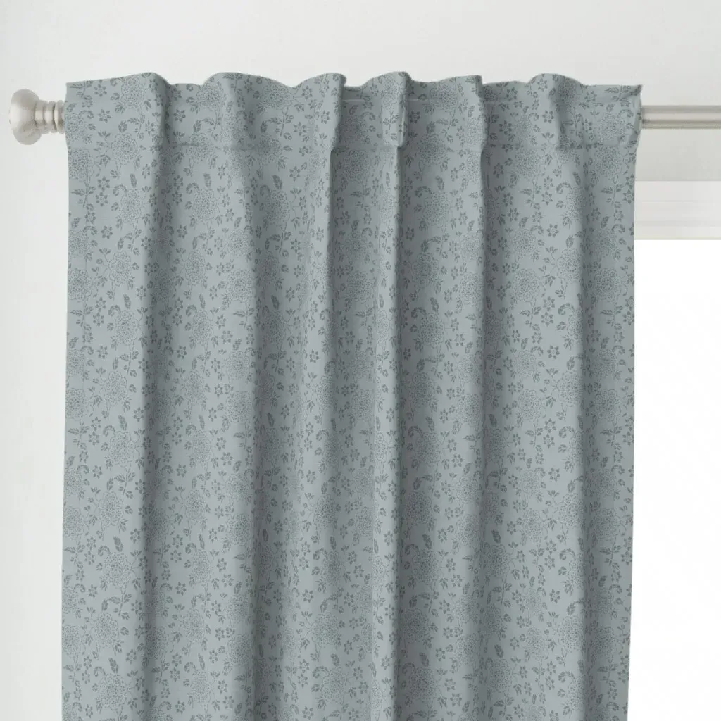 Distressed Floral Texture Curtain Panel - Dusty Blue alternate view